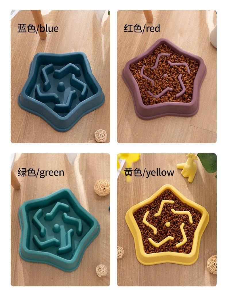 Pet Slow Food Bowl Non-slip Multiple Colors Shapes