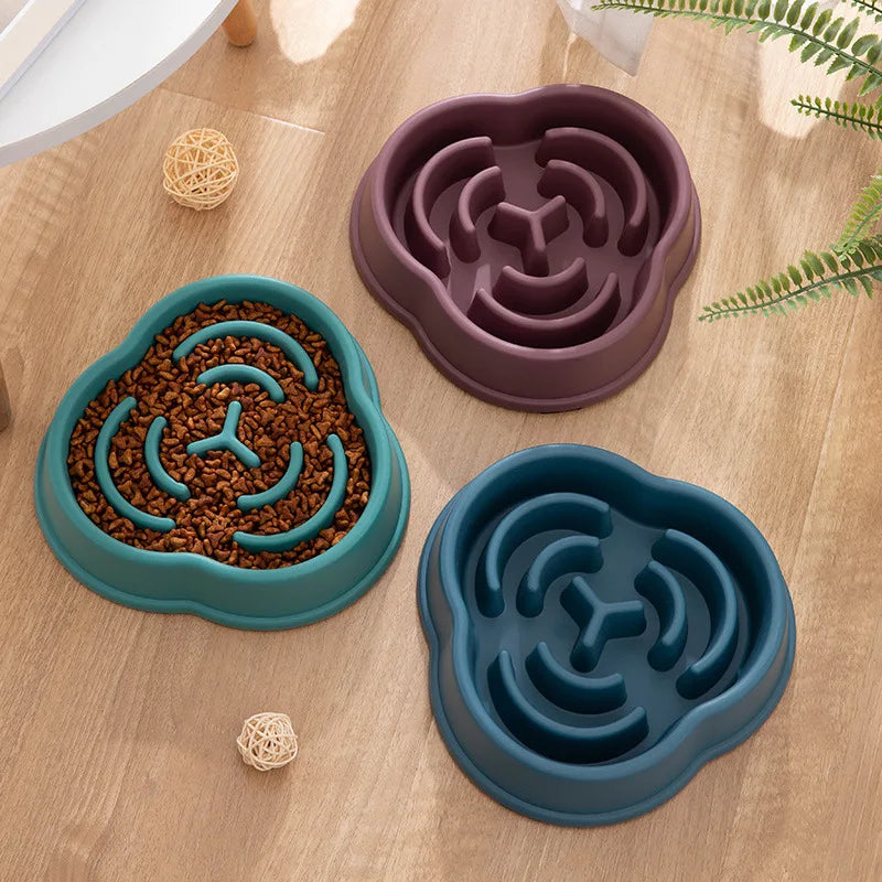 Pet Slow Food Bowl Non-slip Multiple Colors Shapes