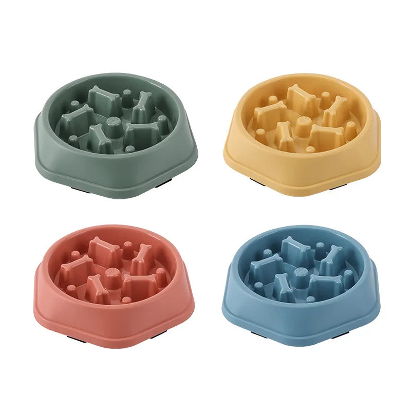Pet Slow Food Bowl Non-slip Multiple Colors Shapes