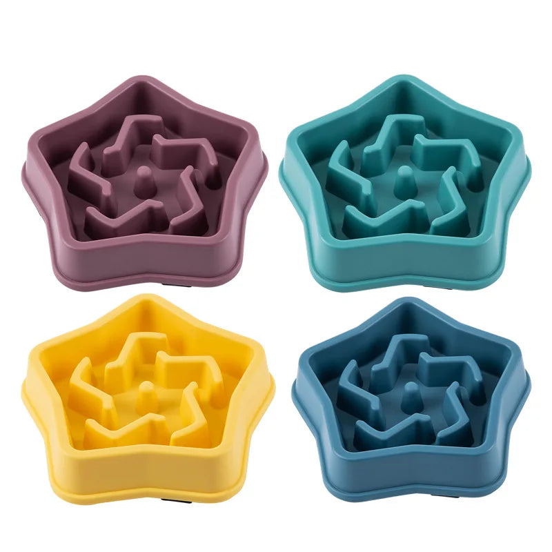 Pet Slow Food Bowl Non-slip Multiple Colors Shapes