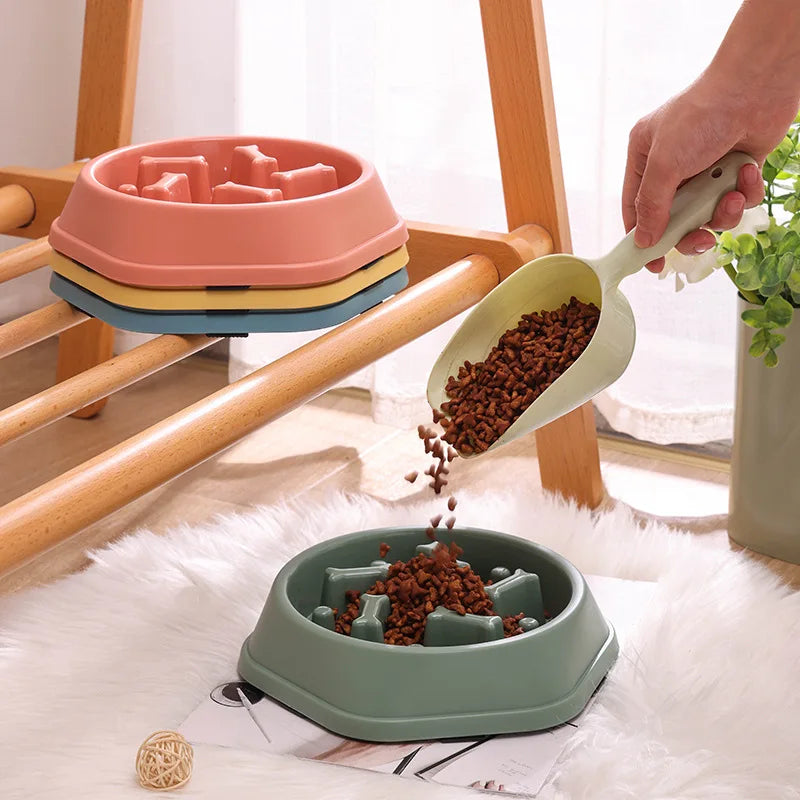 Pet Slow Food Bowl Non-slip Multiple Colors Shapes